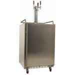 EdgeStar - EdgeStar KC7000ODTRIP 24"W Outdoor Triple Tap Kegerator for Full - Stainless - Features: Outdoor Approved: This unit is built to last and can withstand the elements presented by outdoor applications such as your outdoor kitchen, bar, or man cave Beverages On Tap: Included in this purchase is a refrigerator and all necessary kegerator hardware and components Flexible Installation: Since this unit vents from the front, it can be installed under counter, flush with your cabinetry, for a seamless look in your kitchen or bar area Ample Capacity: Stores (3) corny kegs or (3) sixth kegs and has a dispenser for each so three of your favorite beers are on tap at any given time -- this unit can also handle oversize kegs Electronic Control Panel: Adjust lighting and temperature settings easily with this slick control panel Forced Air-Cooled Beer Tower: Beer in the line is kept cool, preventing a foamy pour and ensuring that every bit of your beer is served at the optimal temperature LED Interior Lighting: An impressive LED light makes changing kegs easy and is cooler than other lights so that the interior of your kegerator is unaffected Temperature Range: Keep beverages cool from 32 to 60°F Easy Mobility: Included casters make this unit easy to relocate Manufacturer Warranty: 1 Year In-Home, 1 Year Limited   Specifications: Accepts Custom Panels: No Bulb Type: LED Depth: 25-3/8" Door Alarm: No Door Lock: Yes Height: 34-3/8" Height With Leveling Legs: 34-3/8" Height With Casters: 37-11/16" Installation Type: Built-In, Free Standing Leveling Legs: Yes Reversible Door: Yes Width: 23-13/16" With Casters: Yes Product Includes: One (1) Stainless Steel Column Triple Faucet Tower Three (3) Domestic “D” System Sankey Coupler Three (3) 5ft lengths of 3/16in I.D. NSF Approved Beer Line One (1) 5lb Aluminum CO2 tank (Empty) One (1) Stainless Steel Drip Tray Three (3) Black Tap Handle Three (3) 304 Stainless Steel Faucet One (1) Commercial Grade Dual-Gauge Regulator Four (4) 5ft lengths of 5/16in I.D. Vinyl Air Line One (1) Three-Way Aluminum Air Distributor One (1) Spanner Faucet Wrench Three (3) Coupler Washers