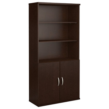 Series C 36W 5 Shelf Bookcase with Doors in Mocha Cherry - Engineered Wood