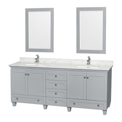 80 inch Double Sink Bathroom Vanity in Grey Finish Marble Top - Bathroom Vanities And Sink Consoles