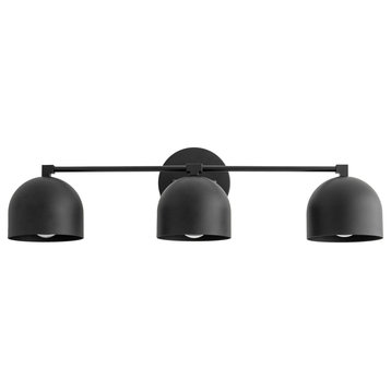 Black Deep Ball Shade, 3 Bulb Vanity Light Fixture, Black