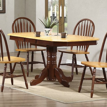 Sunset Trading 5 Piece Pedestal Extension Dining Set with Arrowback Chairs