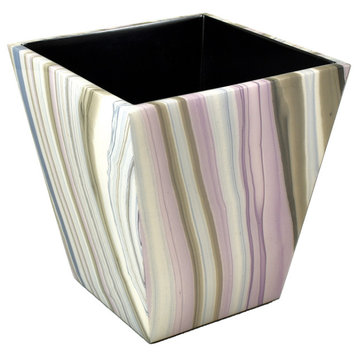 Lavender with Black Lacquer Bathroom Accessories, Waste Basket
