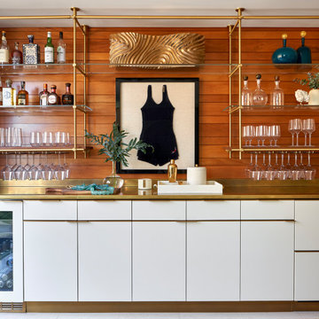 White Lacquer Bar + Collector's Shelving