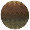 Harrison Ikat Brown and Multi Rug, 7'8" Round