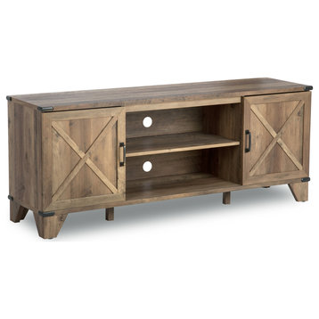Oxford 60'' Wide 6 shelves Wooden Farmhouse TV Stand in Rustic Oak