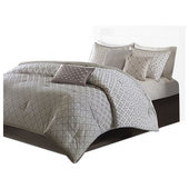 Intelligent Design - Zoey Metallic Triangle Print Comforter Set - Full/Queen - Grey/Silver