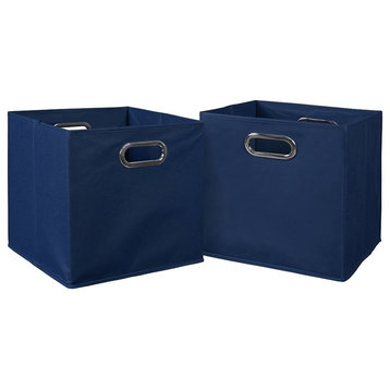 Cubo Set Of 2 Foldable Fabric Storage Bins, Blue