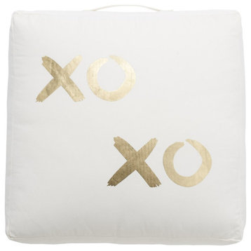 Safavieh Hugs and Kisses Floor Pillow Beige/Gold 22" X 22"