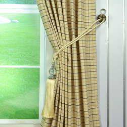 Paroo Cotton Blend Small Plaid Double Pinch Pleat Curtains & Drapes Tassel Tieba - Curtains