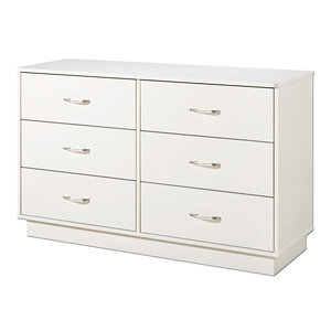 South Shore Fynn 6 Drawer Double Dresser Brown Oak Transitional