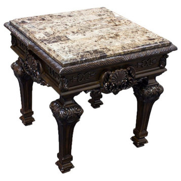 Best Master Traditional Solid Wood and Faux Marble Top End Table in Cherry