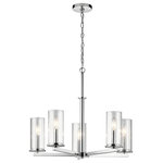Kichler Lighting - Crosby 5 Light Chandelier, Chrome, 26.25" - Streamlined and simple, This Crosby 5 light chandelier in Chrome delivers clean lines for a contemporary style. The clear glass shades enhance this minimalistic design.