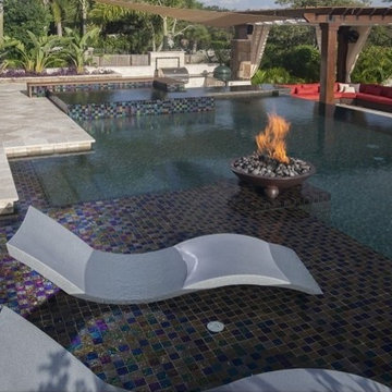 Lightstreams Glass Spa Tile | Black Iridescence and Bronze