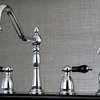 Kingston Brass Widespread Kitchen Faucet With Brass Sprayer, Polished Chrome