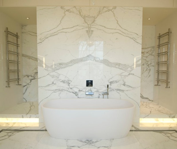 Contemporary Bathroom St Johns Wood 1 - Carrera Marble (a bitch to clean?)