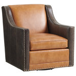 Lexington - Hayward Leather Swivel Chair - Silverado features classic styling that puts a current touch on traditional design. The collection is crafted from walnut veneers and mahogany solids in a rich walnut finish. Hand-wrought metal bases, in a maritime brass finish, reflect the work of an artisan's hand, and select items hint of the exotic, with tiger-brown travertine tops.