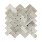Mixed Quartz Herringbone Stone Mosaic Tile