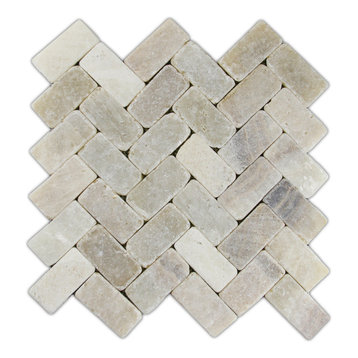 Mixed Quartz Herringbone Stone Mosaic Tile