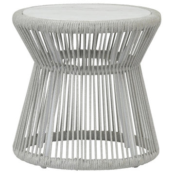 Miami End Table With Honed Carrara Marble Top
