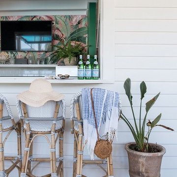 Island style Pool bar + Powder room