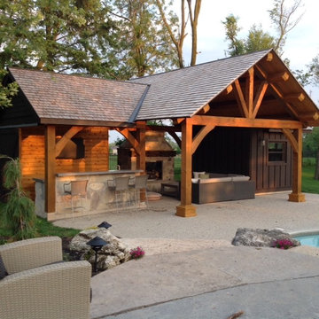Post and Beam beside a pool