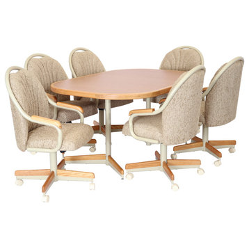 7-Piece 42x[42/60] Caster Dining Set Laminate Table Top & Wheat Caster Chairs