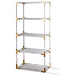 StyleCraft - Rani Bookcase Large Acrylic and Clear Glass Brass Finish - Durable and easy to clean with the clear acrylic and brass framework as well as the tempered glass shelves. Each brushed brass piece has a protective coat applied to reduce scratching.