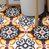 8"x8" Agadir Handmade Cement Tile, Red/Black/Yellow, Set of 12