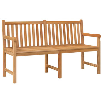 vidaXL Outdoor Patio Bench Garden Bench with Armrests for Patio Solid Wood Teak