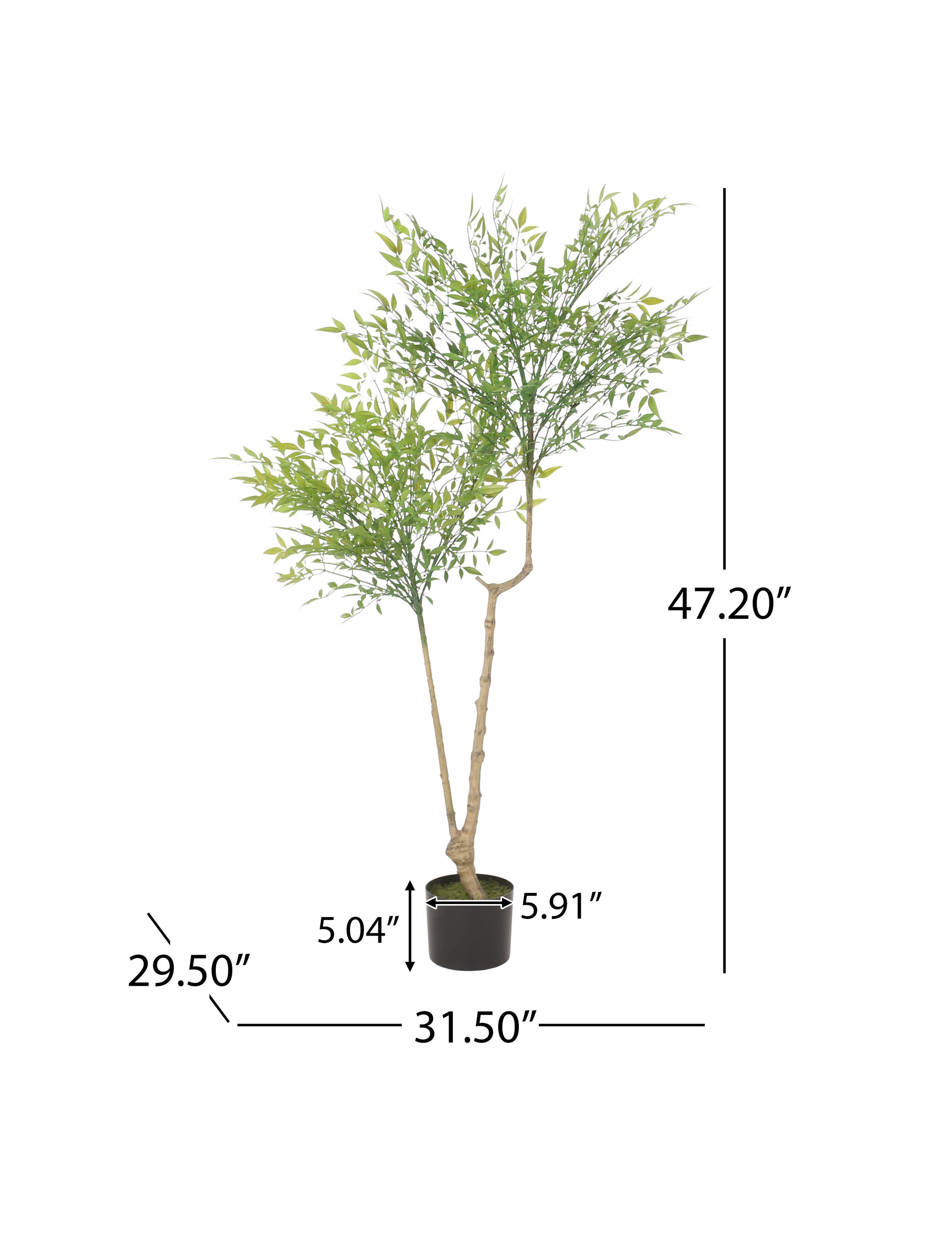 Hartshorn Artificial Heavenly Bamboo Nandina Tree, Green, 31.5wx29.5dx47.2h