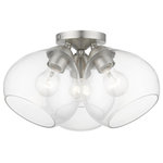 Livex Lighting - Catania 3 Light Brushed Nickel Semi-Flush - The Catania three light semi flush suspends simply and will adapt well in the hallway, bathroom, kitchen, small bedroom or by an entrance tastefully elevating your style. It is shown in a brushed nickel finish with clear glass.