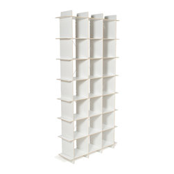 Quark Enterprises - Modern 21-Cubby Tall Bookcase, White - Kids Bookcases