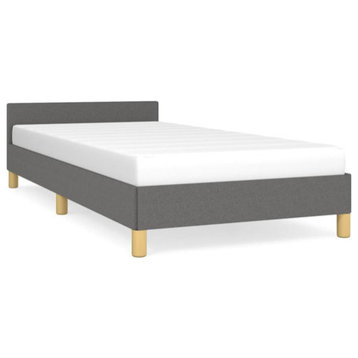 vidaXL Bed Frame with Headboard Dark Gray 39.4"x79.9" Twin XL Fabric Bed Base