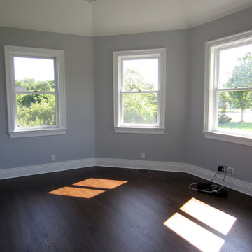 WESTHAMPTON: RED OAK INSTALLED & FINISHED WTH DARK WALNUT STAIN / SATIN OIL POLY