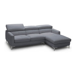 1281b Italian Leather Sectional Sofa | Grey - Sectional Sofas