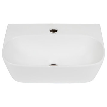 ELANTI EC1804 Porcelain Wall-Mounted Bathroom Sink, White