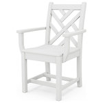 Polywood - Polywood Chippendale Dining Arm Chair, White - Create an outdoor dining and entertaining space that's as refined as it is relaxed with the 18th century-inspired design of the POLYWOOD Chippendale Dining Arm Chair. Built for comfort, style and durability, this stylish chair is constructed of solid POLYWOOD lumber that comes in a variety of attractive, fade-resistant colors. It's extremely easy to clean and maintain since it resists stains, corrosive substances, salt spray and other environmental stresses. And although it has the look and feel of painted wood furniture, you won't be bothered with the upkeep real wood requires. This eco-friendly chair won't splinter, crack, chip, peel or rot and it never needs to be painted, stained or waterproofed. You'll enjoy years of comfort and compliments on this quality-crafted chair that's made in the USA and backed by a 20-year warranty.