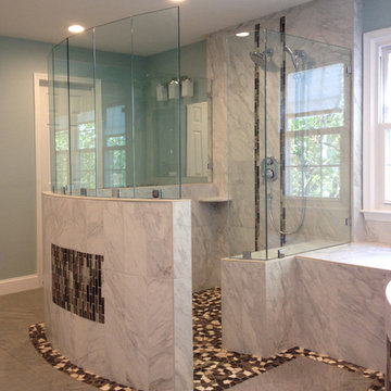 Bathroom - Master Bath with Custom Curved Walk-In Shower