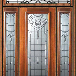 Prehung Sidelites-Transom Door 80 Wood Mahogany Palacio Full Lite - Front Doors
