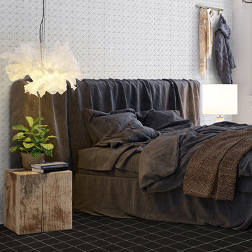 Modern Bedroom Triangular Porcelain Mosaic Tile