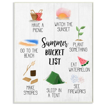 Stupell Industries Summer Bucket List Seasonal Items Food Word Design, 10"x15"
