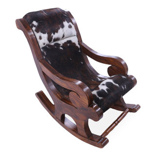 Hair-On Cowhide Wooden Handcrafted Rocking Chair RC125-FC, 24