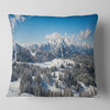 Austrian Alps Winter Panorama Landscape Printed Throw Pillow, 18"x18"