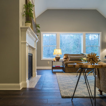 Modern Home with Wide Plank Dark Brown Hickory Hardwood Flooring