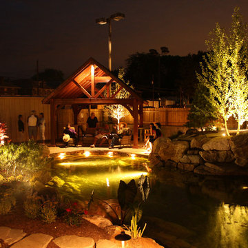 Nighttime Display at Signature Pond & Patio