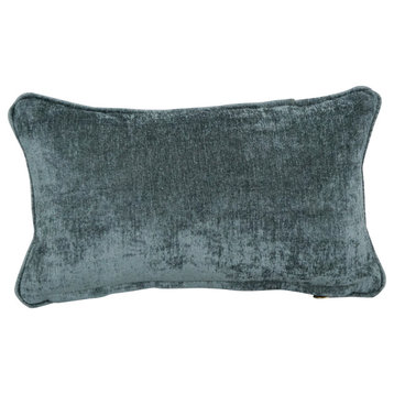 18" Double-Corded Patterned Jacquard Chenille Throw Pillow, Gray Solid