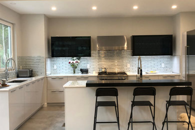 Example of a minimalist kitchen design in Boston