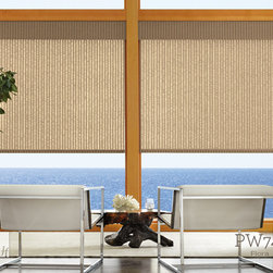 Bamboo Woven Shades in Living Room - Window Treatments
