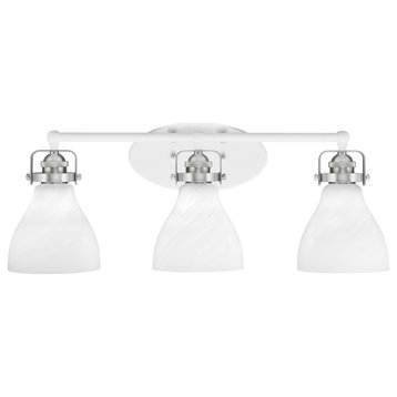 Easton 3 Light Bath Bar, White & Brushed Nickel, 6.25" White Marble Glass