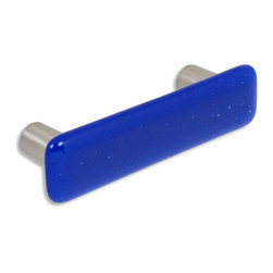 CKP - Art Glass Pull, Deep Cobalt Blue, Dull Brushed Nickel Base - Cabinet And Drawer Handle Pulls